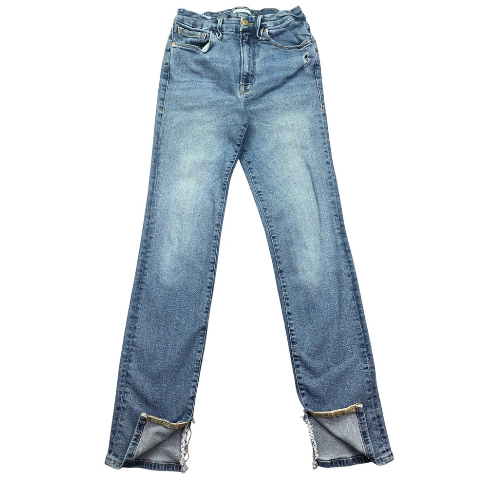 Good American Skinny Crop Split Hem Jeans Size 2/26 Fits 24" Grunge Boho Retro
